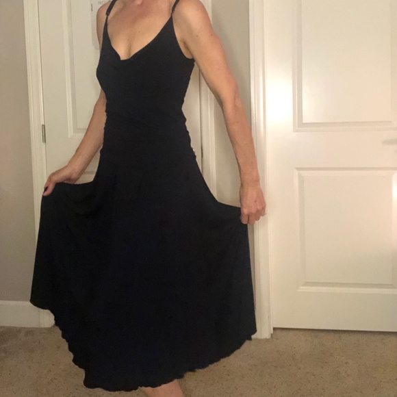 Black Cotton Designer Sample Dress with Sexy Back - Picture 3 of 9